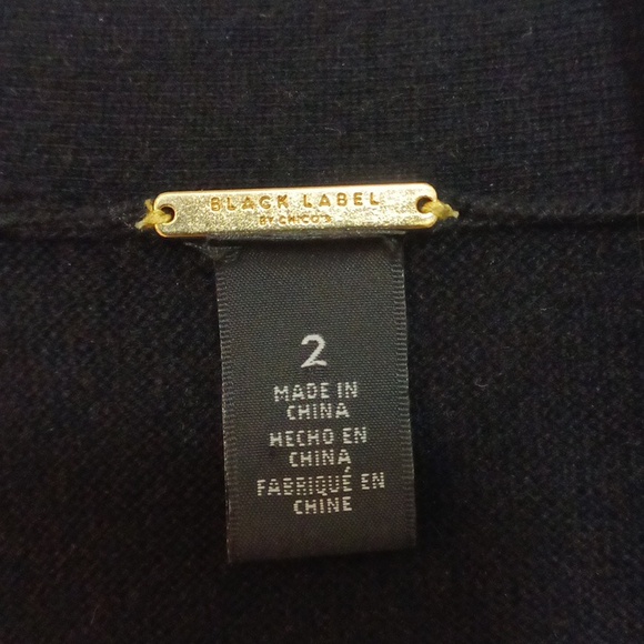 Chicos Black Label Cardigan Womens Knit Long Rhinestone Silk Blend Pockets size2 - Picture 3 of 9